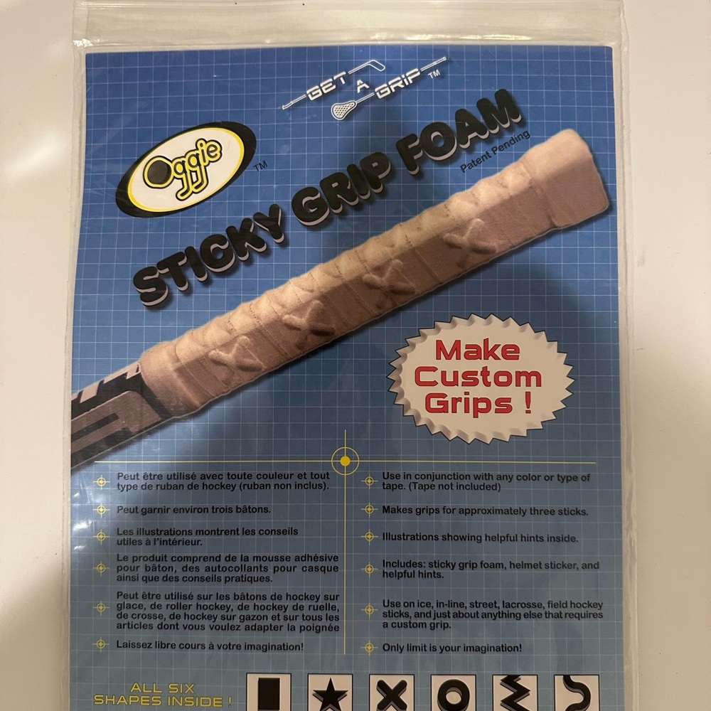 Oggie stick grip foam for hockey and lacrosse sticks